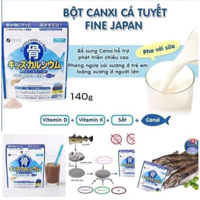 Canxi Cá Tuyết Nhật Bản - Tăng chiều cao cho bé, bổ sung canxi hữu cơ - Fine  Japan Bone's Calcium for kids 140g - FJ003 - POPS Shop